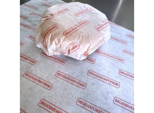 Burger Wrap (320x450mm) Printed 'Delicious Hot Food' 1000/pack