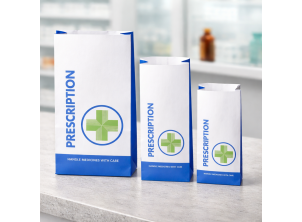 NON-NHS (Blue/White) Branded Prescription Paper Bags (6 sizes)