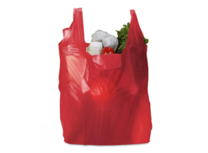 11x17x21" 30Mu Red LD Recycled Vest Carrier Bags (1000Qty)