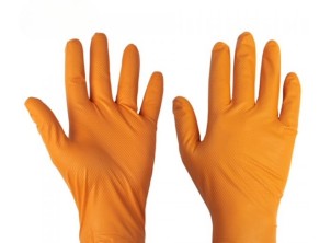 Orange Diamond Nitrile AQL 4.0 Industrial Grade Gloves (M-XL) 1000 per carton		 