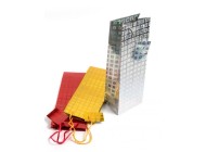 Wine Bottle Card/Paper Carrier Hologram Design with Rope Handle (3 colours)