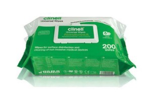 Green Clinell Multi Surface Wipes	Disinfectant wipe x 200		  