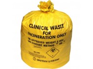 14 x 22 x 25" Yellow Clinical Waste Sacks on a roll - 50x10