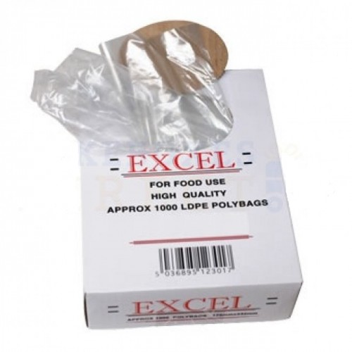 6" x 8" (150mm x 208mm) Excel Clear Natural Food Grade LDPE Bags in Printed Dispensers 22 Microns | Epolybags