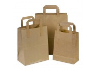 8" x 13" x 10"  (203mm x 330mm x 254mm) Brown SOS Paper Bags with Handles 70 GSM